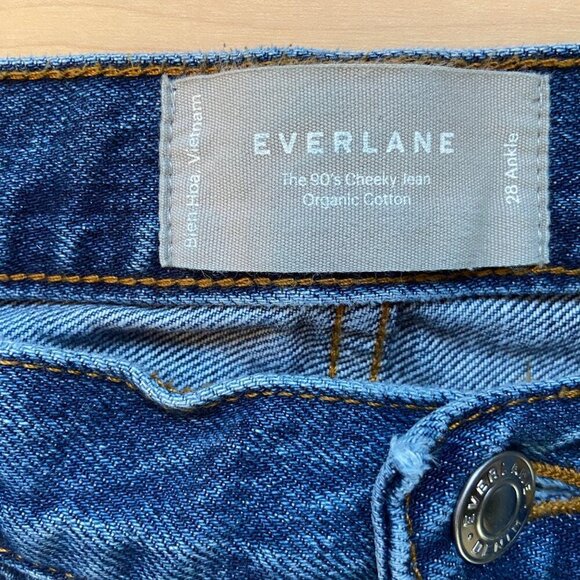 Everlane The 90s Cheeky Jeans Organic Cotton Denim size28 Ankle Blue button fly - Picture 4 of 12